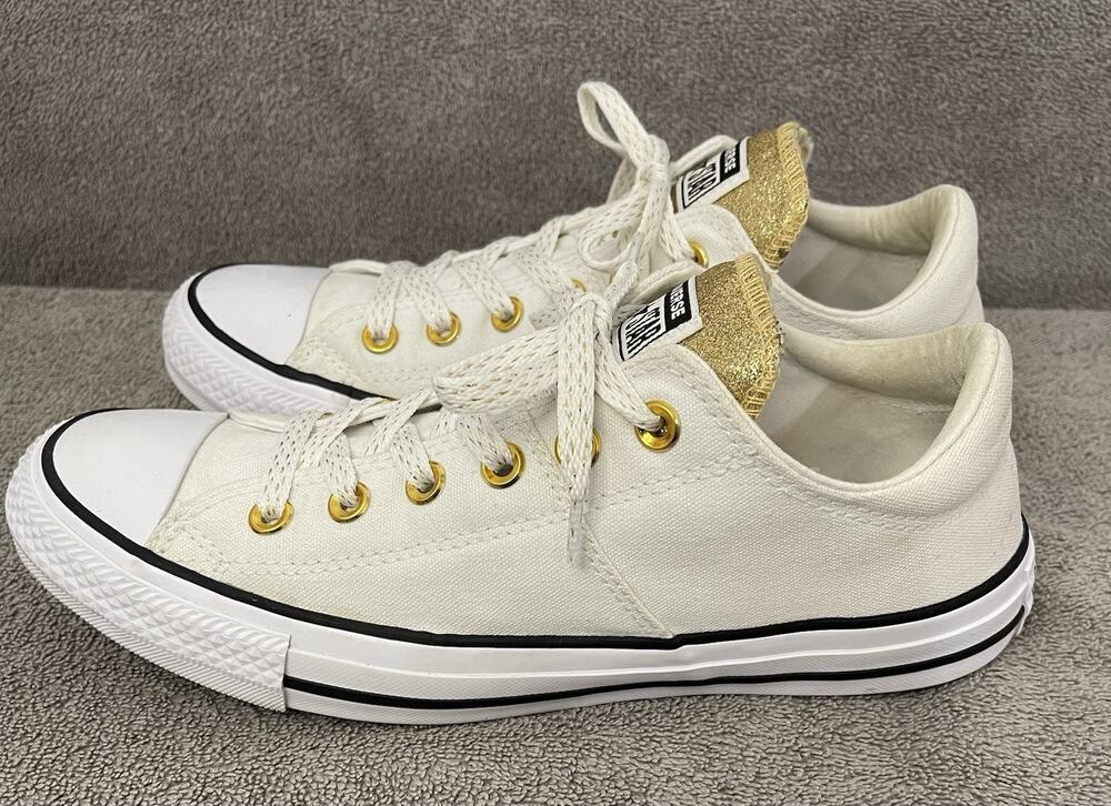 Converse Chuck Taylor All Star White/Gold Eyelets Women’s Size 9